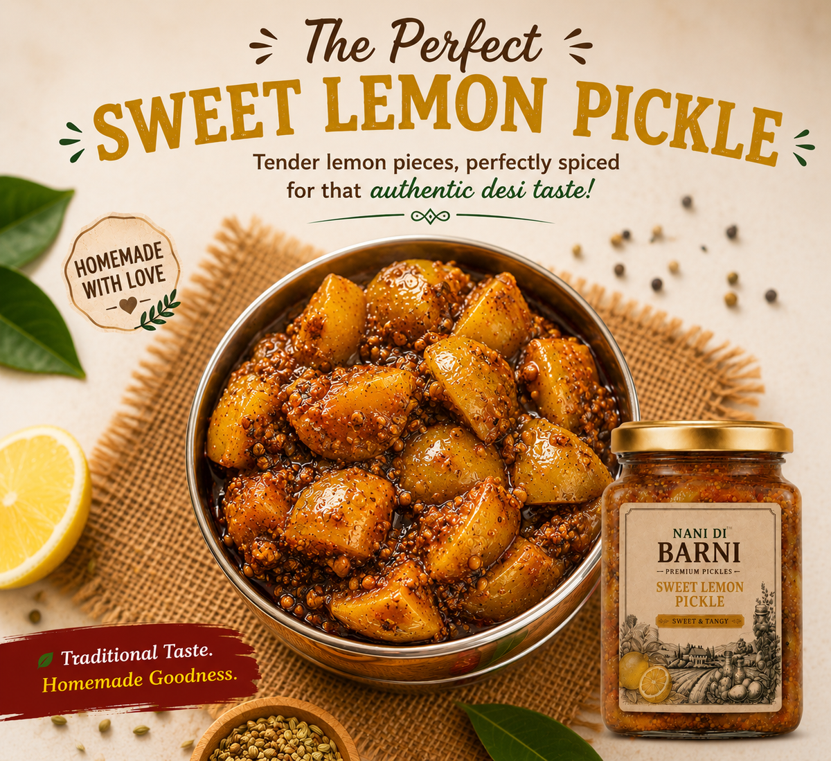 Sweet Lemon Pickle (Meetha Nimbu Ka Achaar)